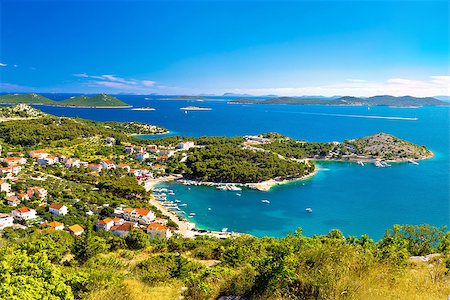 Adriatic archipelago aerial summer view, bay of Drage Pakostanske, Dalmatia, Croatia Stock Photo - Budget Royalty-Free & Subscription, Code: 400-08776644