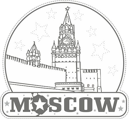 spassky tower - Sticker with the Spasskaya Tower on the Red Square in the Moscow Kremlin, Russia Foto de stock - Super Valor sin royalties y Suscripción, Código: 400-08776724