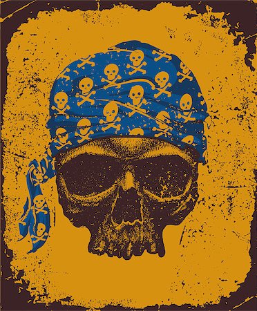 Pirate skull with bandana vector illustration Stock Photo - Budget Royalty-Free & Subscription, Code: 400-08776796