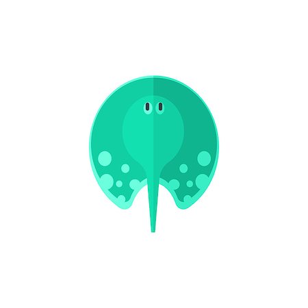 simsearch:400-08779810,k - Turqoise Stingray Primitive Style Childish Sticker. Marine Animal Minimalistic Vector Illustration Isolated On White Background. Stock Photo - Budget Royalty-Free & Subscription, Code: 400-08776865