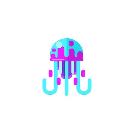 Jellyfish Primitive Style Childish Sticker. Marine Animal Minimalistic Vector Illustration Isolated On White Background. Stock Photo - Budget Royalty-Free & Subscription, Code: 400-08776863
