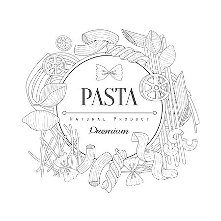 rigate - Pasta Assortment Logo Hand Drawn Realistic Sketch. Hand Drawn Detailed Contour Illustration On White Background. Stock Photo - Budget Royalty-Free & Subscription, Code: 400-08776896