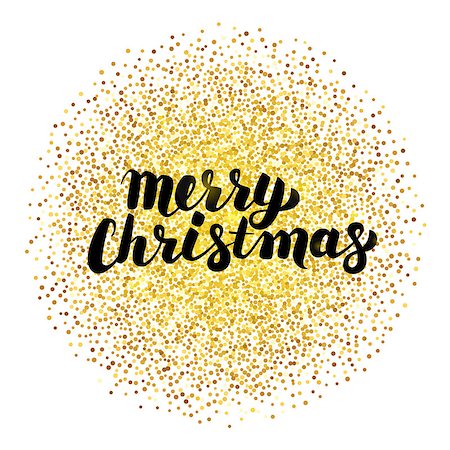 simsearch:400-08807089,k - Merry Christmas Lettering over Gold. Vector Illustration of Calligraphy with Golden Sparkle Decoration. Stockbilder - Microstock & Abonnement, Bildnummer: 400-08777067