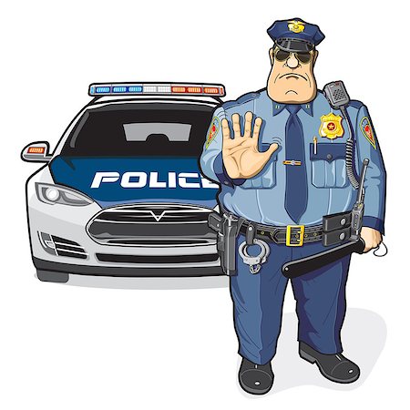 pavelmir (artist) - A police officer and a police car Stockbilder - Microstock & Abonnement, Bildnummer: 400-08777313