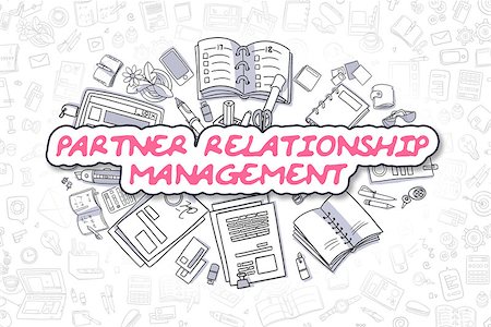simsearch:400-08772702,k - Doodle Illustration of Partner Relationship Management, Surrounded by Stationery. Business Concept for Web Banners, Printed Materials. Stock Photo - Budget Royalty-Free & Subscription, Code: 400-08777463