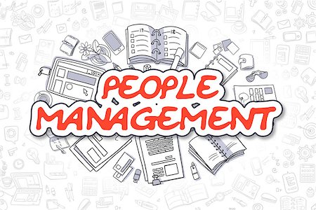 simsearch:400-07819447,k - Doodle Illustration of People Management, Surrounded by Stationery. Business Concept for Web Banners, Printed Materials. Stock Photo - Budget Royalty-Free & Subscription, Code: 400-08777499