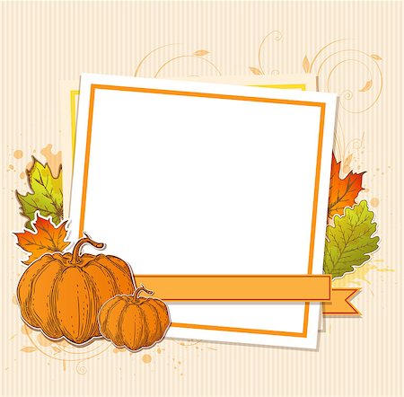 simsearch:400-08776231,k - Autumn frame with pumpkins and falling leaves. Vector illustration. Stockbilder - Microstock & Abonnement, Bildnummer: 400-08777602