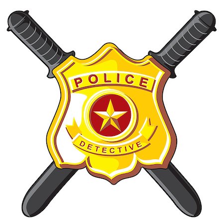 simsearch:400-07728896,k - Police Symbols - metal badge and crossbones batons. Stock Photo - Budget Royalty-Free & Subscription, Code: 400-08777643