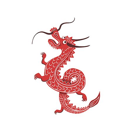 simsearch:400-08556829,k - Red Dragon Japanese Culture Symbol. Isolated Object Representing Japan On White Background Photographie de stock - Aubaine LD & Abonnement, Code: 400-08777804