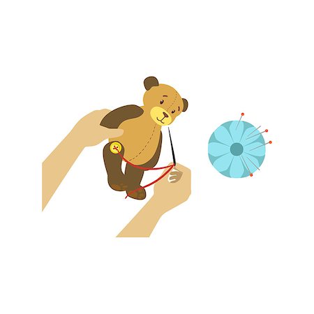 simsearch:400-08779810,k - Child Making Toy Bear Illustration With Only Hands Visible From Above. Kids Art And Craft Lesson Colorful Cartoon Cute Vector Picture. Stock Photo - Budget Royalty-Free & Subscription, Code: 400-08777866
