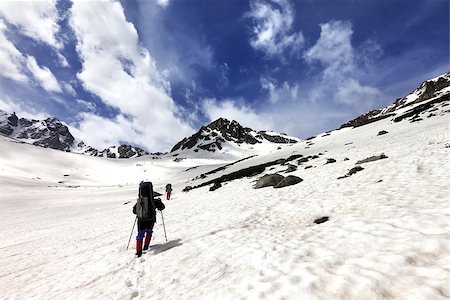 Two hikers in snow plateau. Turkey, Kachkar Mountains, highest part of Pontic Mountains. Wide angle view. Stock Photo - Budget Royalty-Free & Subscription, Code: 400-08777954
