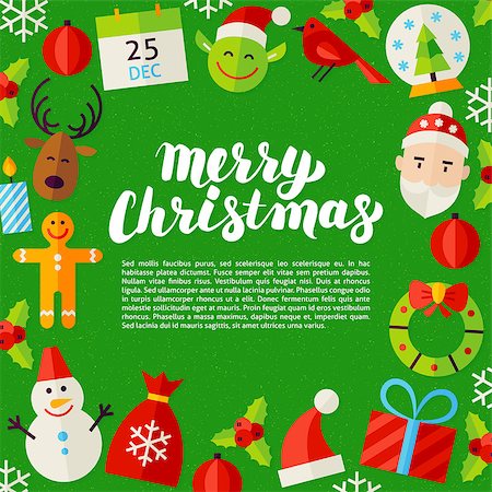 Merry Christmas Lettering Poster. Vector Illustration of Winter Holiday Greeting Card. Stock Photo - Budget Royalty-Free & Subscription, Code: 400-08778259