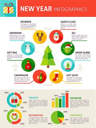 New Year Infographics. Flat Design Vector Illustration of Winter Concept with Text. Stock Photo - Budget Royalty-Free & Subscription, Code: 400-08778252