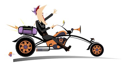 funny bikers pictures - Comic man riding a bike with stereo system and singing a song Stock Photo - Budget Royalty-Free & Subscription, Code: 400-08778360