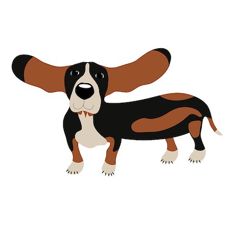 dog ear cartoon - Dog Basset hound, vector illustration, cute dog Stock Photo - Budget Royalty-Free & Subscription, Code: 400-08778620