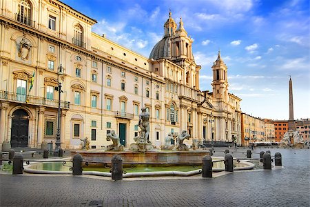 Pamphili palace and fountain of Moor on piazza Navona in Rome, Italy Stock Photo - Budget Royalty-Free & Subscription, Code: 400-08778730