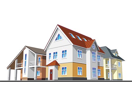 pavelmir (artist) - Individual residential houses. Suburban homes or cottages. Vector illustration Stockbilder - Microstock & Abonnement, Bildnummer: 400-08778836