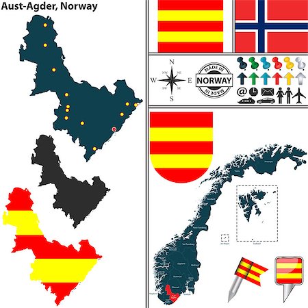 simsearch:400-08192906,k - Vector map of county Aust Agder with coat of arms and location on Norwegian map Photographie de stock - Aubaine LD & Abonnement, Code: 400-08778855