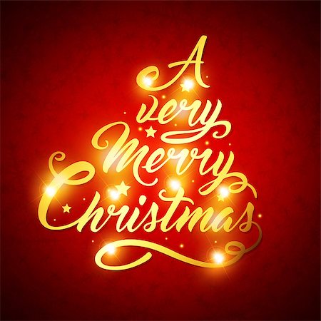 simsearch:400-08813741,k - Red Christmas background with golden greeting inscription. Lettering in the form of a Christmas tree. Photographie de stock - Aubaine LD & Abonnement, Code: 400-08778898