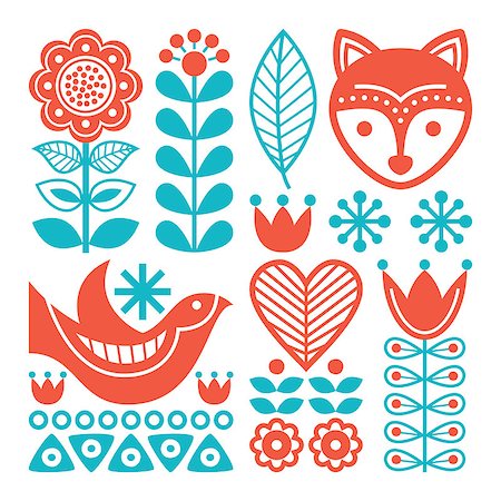 Vector background with flowers and animals animals isolated on white Photographie de stock - Aubaine LD & Abonnement, Code: 400-08778974