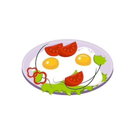 salad items nobody - Fried Eggs Breakfast Food Element Isolated Icon. Simple Realistic Flat Vector Colorful Drawing On White Background. Stock Photo - Budget Royalty-Free & Subscription, Code: 400-08779148