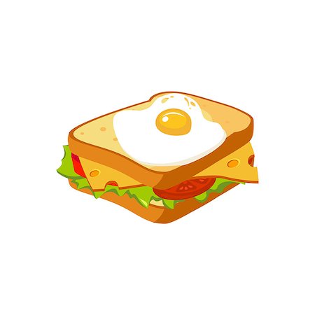 salad items nobody - Sandwich Breakfast Food Element Isolated Icon. Simple Realistic Flat Vector Colorful Drawing On White Background. Stock Photo - Budget Royalty-Free & Subscription, Code: 400-08779149
