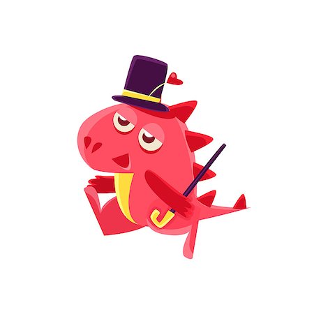 simsearch:400-08835139,k - Gentleman Red Dragon Illustration. Silly Childish Drawing Isolated On White Background. Funny Fantastic Animal Colorful Vector Sticker. Stock Photo - Budget Royalty-Free & Subscription, Code: 400-08779193