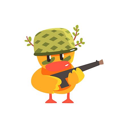 Duckling Soldier Cute Character Sticker. Little Duck In Funny Situation Childish Cartoon Graphic Illustration On White Background. Stock Photo - Budget Royalty-Free & Subscription, Code: 400-08779200