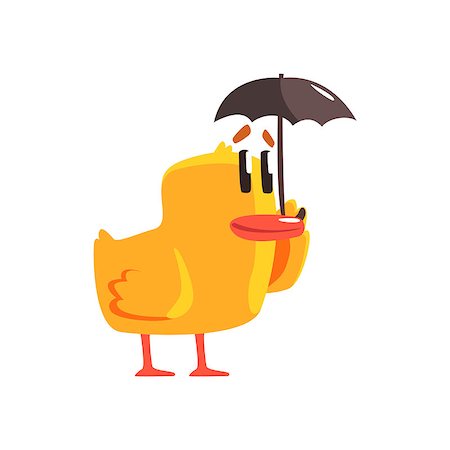 simsearch:400-08835139,k - Duckling With Umbrella Cute Character Sticker. Little Duck In Funny Situation Childish Cartoon Graphic Illustration On White Background. Stock Photo - Budget Royalty-Free & Subscription, Code: 400-08779202