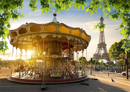 roundabout landmark - Carousel in park near the Eiffel tower in Paris Stock Photo - Budget Royalty-Free & Subscription, Code: 400-08779550