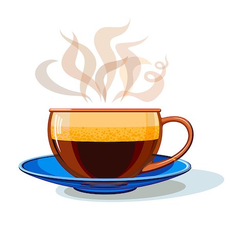 pavelmir (artist) - Hot coffee in a glass cup, of pairs of - Coffee inscription. Stockbilder - Microstock & Abonnement, Bildnummer: 400-08779638