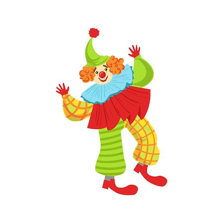 Colorful Friendly Clown In Ruffle To Classic Outfit. Childish Circus Clown Character Performing In Costume And Make Up. Photographie de stock - Aubaine LD & Abonnement, Code: 400-08779734