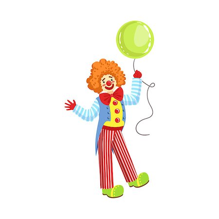 Colorful Friendly Clown With Balloon In Classic Outfit. Childish Circus Clown Character Performing In Costume And Make Up. Photographie de stock - Aubaine LD & Abonnement, Code: 400-08779735