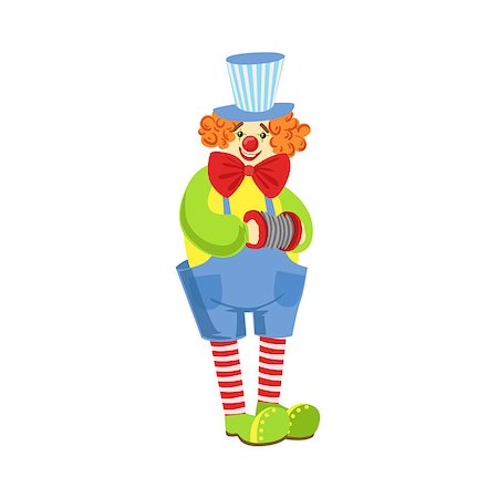 Colorful Friendly Clown With Miniature Accordion In Classic Outfit. Childish Circus Clown Character Performing In Costume And Make Up. Photographie de stock - Aubaine LD & Abonnement, Code: 400-08779738