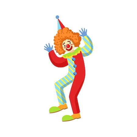 Colorful Friendly Clown Performing In Classic Outfit. Childish Circus Clown Character Performing In Costume And Make Up. Photographie de stock - Aubaine LD & Abonnement, Code: 400-08779739