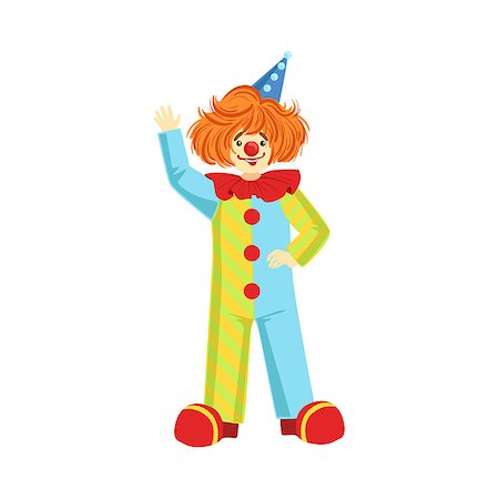 Colorful Friendly Clown In Party Hat Classic Outfit. Childish Circus Clown Character Performing In Costume And Make Up. Photographie de stock - Aubaine LD & Abonnement, Code: 400-08779750
