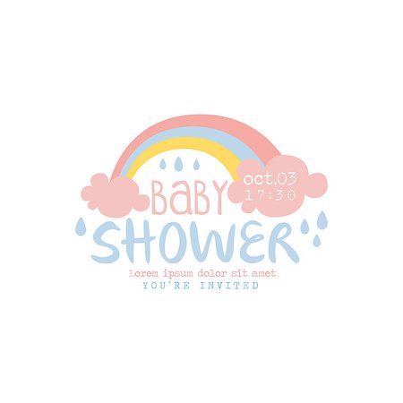 simsearch:400-08779765,k - Baby Shower Invitation Design Template With Rainbow. Calligraphic Vector Element For The Newborn Party Postcard. Photographie de stock - Aubaine LD & Abonnement, Code: 400-08779764