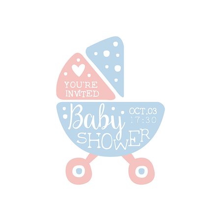 simsearch:400-08776910,k - Baby Shower Invitation Design Template With Stroller. Calligraphic Vector Element For The Newborn Party Postcard. Stockbilder - Microstock & Abonnement, Bildnummer: 400-08779765