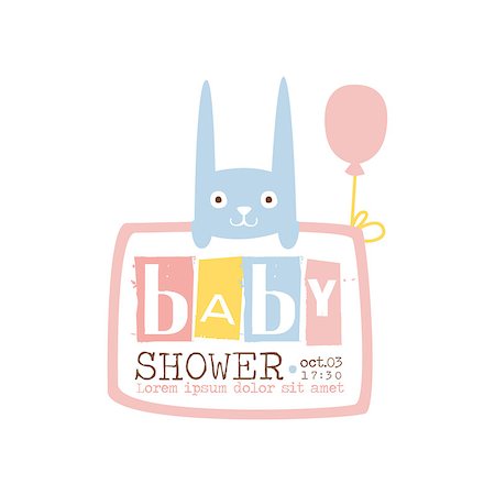 simsearch:400-04330529,k - Baby Shower Invitation Design Template With Rabbit. Calligraphic Vector Element For The Newborn Party Postcard. Foto de stock - Super Valor sin royalties y Suscripción, Código: 400-08779766