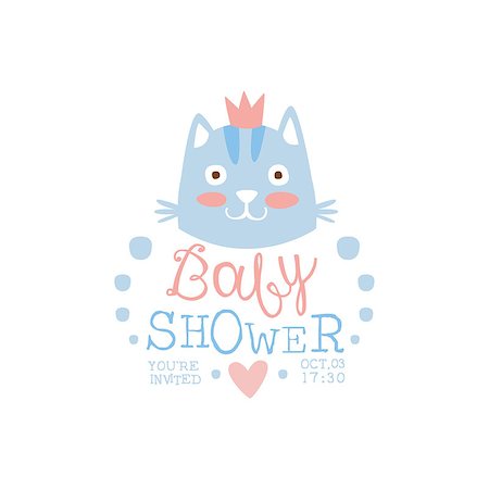 simsearch:400-08776910,k - Baby Shower Invitation Design Template With Cat. Calligraphic Vector Element For The Newborn Party Postcard. Stockbilder - Microstock & Abonnement, Bildnummer: 400-08779768