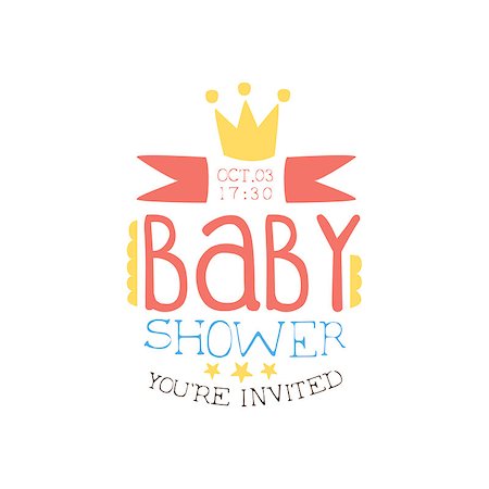 simsearch:400-08779771,k - Baby Shower Invitation Design Template With Crown. Calligraphic Vector Element For The Newborn Party Postcard. Stock Photo - Budget Royalty-Free & Subscription, Code: 400-08779761