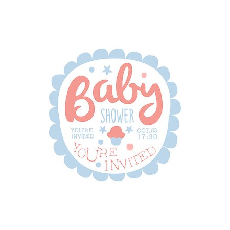 simsearch:400-08776910,k - Baby Shower Invitation Design Template With Cupcake. Calligraphic Vector Element For The Newborn Party Postcard. Stockbilder - Microstock & Abonnement, Bildnummer: 400-08779763
