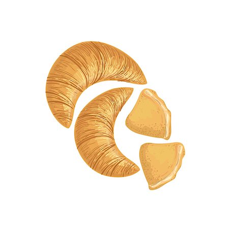 Croissants And Scones Bakery Assortment Isolated Icon. Simplified Realistic Flat Vector Drawings On White Background. Stock Photo - Budget Royalty-Free & Subscription, Code: 400-08779777