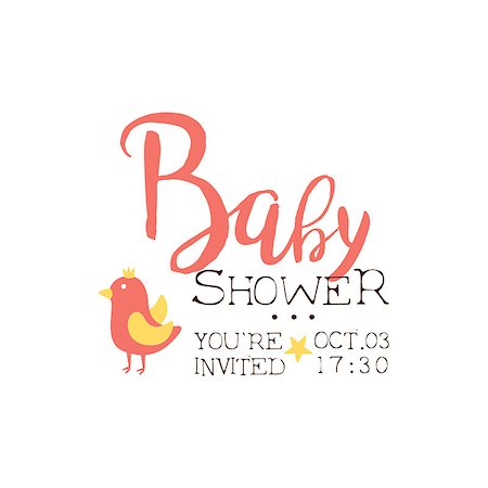 simsearch:400-04330529,k - Baby Shower Invitation Design Template With Bird. Calligraphic Vector Element For The Newborn Party Postcard. Stock Photo - Budget Royalty-Free & Subscription, Code: 400-08779770