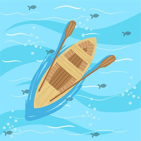 simsearch:400-08779810,k - Wooden Boat With Blue Sea Water On Background. Beach Vacation Related Illustration Drawn From Above In Simple Vector Cartoon Style. Stock Photo - Budget Royalty-Free & Subscription, Code: 400-08779807
