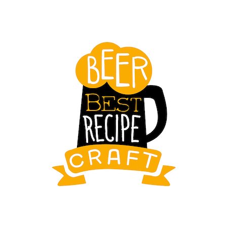 pint mug silhouette - Best Recipe Beer Logo Design Template. Black And Yellow Vector Label With Text And Establishment Date For Brewery Promotion. Stock Photo - Budget Royalty-Free & Subscription, Code: 400-08779823
