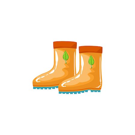 simsearch:400-05701597,k - Rubber Boots As Autumn Attribute. Seasonal Symbol In Cute Detailed Cartoon Style On White Background. Foto de stock - Royalty-Free Super Valor e Assinatura, Número: 400-08779847