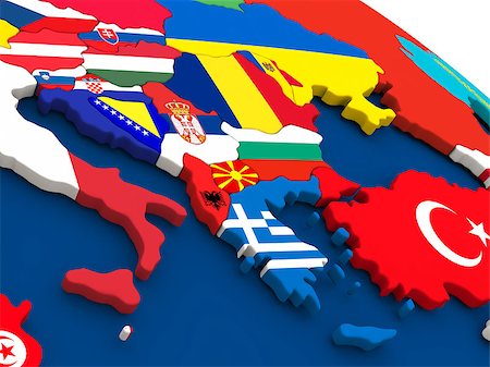 flag greece 3d - Map of Greece on globe with embedded flags of countries. 3D illustration. Stock Photo - Budget Royalty-Free & Subscription, Code: 400-08770214