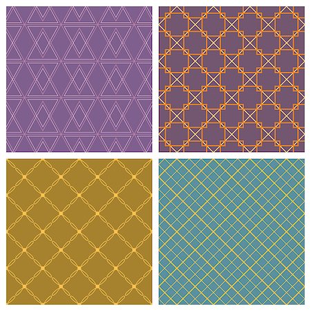 fashion maps illustration - Seamless pattern set. Purple background. The collection of symmetric seamless patterns Stock Photo - Budget Royalty-Free & Subscription, Code: 400-08770232