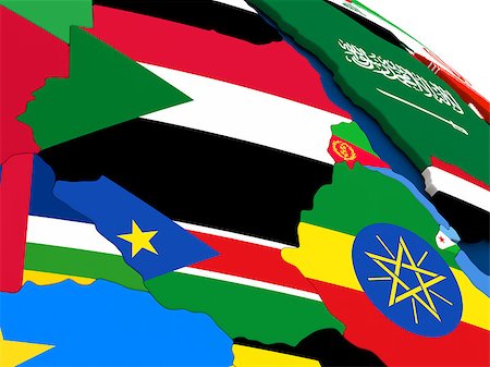 simsearch:400-08888673,k - Map of Sudan and South Sudan on globe with embedded flags of countries. 3D illustration. Foto de stock - Super Valor sin royalties y Suscripción, Código: 400-08770274
